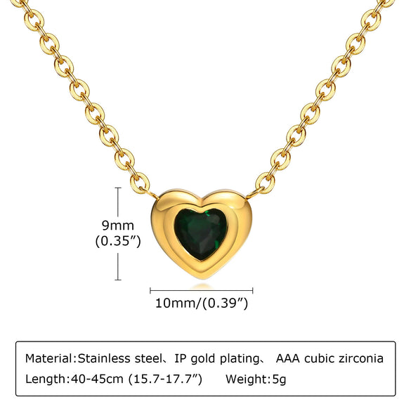 Women's Fashion Love Stainless Steel Heart Shaped Zircon Necklace With Electroplating