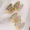 Women's Fashion Luxury Zircon Water Drop Earrings Copper Microinlay Geometric Style