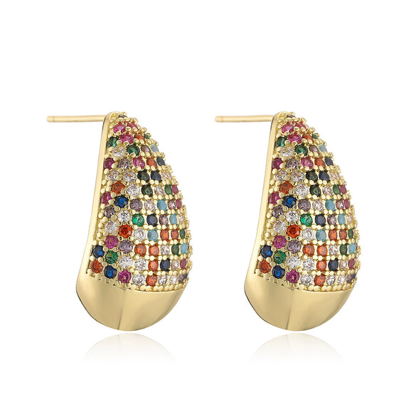 Women's Fashion Luxury Zircon Water Drop Earrings Copper Microinlay Geometric Style