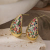 Women's Fashion Luxury Zircon Water Drop Earrings Copper Microinlay Geometric Style
