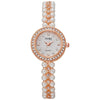 Women's Fashion Metal Alloy Stainless Steel Pearl Chain Round Dial Fritillary Pattern Watch