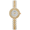 Women's Fashion Metal Alloy Stainless Steel Pearl Chain Round Dial Fritillary Pattern Watch