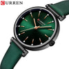 Women's Fashion Metal And Genuine Leather Round Dial Wristwatch With Horseshoe Buckle And Stainless Steel Clasp