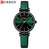 Women's Fashion Metal And Genuine Leather Round Dial Wristwatch With Horseshoe Buckle And Stainless Steel Clasp