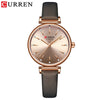 Women's Fashion Metal And Genuine Leather Round Dial Wristwatch With Horseshoe Buckle And Stainless Steel Clasp