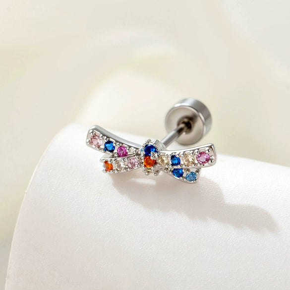 Women's Fashion Metal Bow Ear Nail With Zirconia Processing