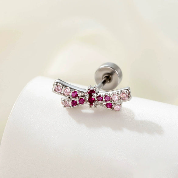 Women's Fashion Metal Bow Ear Nail With Zirconia Processing