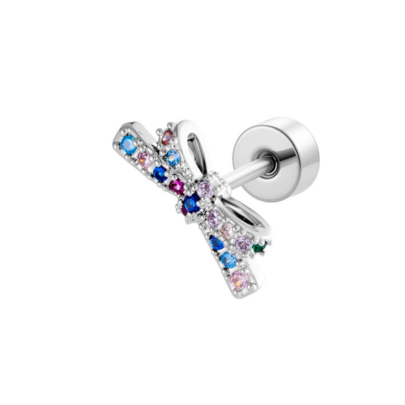 Women's Fashion Metal Bow Ear Nail With Zirconia Processing