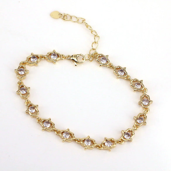 Women's Fashion Metal Love Heart Zircon Goldplated Bracelet Jewelry