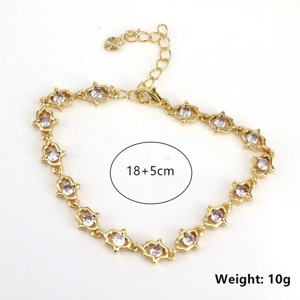 Women's Fashion Metal Love Heart Zircon Goldplated Bracelet Jewelry