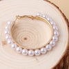 Women's Fashion Metal Pearl Geometric Ring Drop Earrings With Electroplated Finish