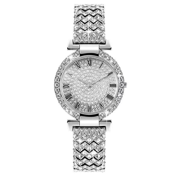 Women's Fashion Metal Quartz Watch With Round Dial And Jewelry Buckle