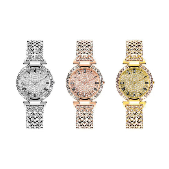 Women's Fashion Metal Quartz Watch With Round Dial And Jewelry Buckle