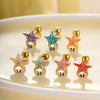Women's Fashion Metal Starfish Flower Painted Oil Electroplated Titanium Steel Ear Nails