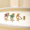 Women's Fashion Metal Starfish Flower Painted Oil Electroplated Titanium Steel Ear Nails
