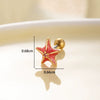 Women's Fashion Metal Starfish Flower Painted Oil Electroplated Titanium Steel Ear Nails