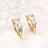 Women's Fashion Metal U Shaped Geometric Zircon Earrings With Electroplated Textured Finish