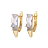 Women's Fashion Metal U Shaped Geometric Zircon Earrings With Electroplated Textured Finish