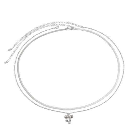 Women's Fashion Metal Waist Chain With Bow Pendant And Snake Bone Design Made Of Copper Chain Alloy