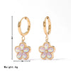 Women's Fashion Minimalist Titanium Steel Geometric Fivepetal Flower Pearl Necklace And Earrings With Electroplating