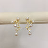 Women's Fashion Natural Freshwater Pearl Earrings With Multibead And Star Design Oblate Shape Alloy Inlaid Artificial Gemstone And Semiprecious Stone