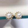 Women's Fashion Natural Freshwater Pearl Oblate Stud Earrings