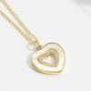 Women's Fashion Niche Heartshaped Motherofpearl Pendant Necklace Copper Electroplating Mixed Gemstone Setting O Word Chain