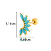 Women's Fashion Ol Colorful Marquiseshaped Flowerpatterned Zircon Inlaid Stainless Steel Electroplated Cartilage Piercing Earrings
