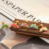 Women's Fashion Ol Colorful Marquiseshaped Flowerpatterned Zircon Inlaid Stainless Steel Electroplated Cartilage Piercing Earrings