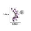 Women's Fashion Ol Colorful Marquiseshaped Flowerpatterned Zircon Inlaid Stainless Steel Electroplated Cartilage Piercing Earrings