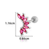 Women's Fashion Ol Colorful Marquiseshaped Flowerpatterned Zircon Inlaid Stainless Steel Electroplated Cartilage Piercing Earrings