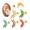 Women's Fashion Ol Colorful Marquiseshaped Flowerpatterned Zircon Inlaid Stainless Steel Electroplated Cartilage Piercing Earrings