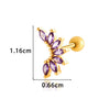 Women's Fashion Ol Colorful Marquiseshaped Flowerpatterned Zircon Inlaid Stainless Steel Electroplated Cartilage Piercing Earrings