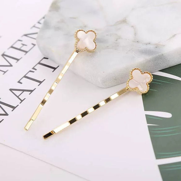 Women's Fashion Ol Geometric Alloy Electroplated Rabbit Head Four Leaf Clover One Word Clip Hairpin Hair Accessories