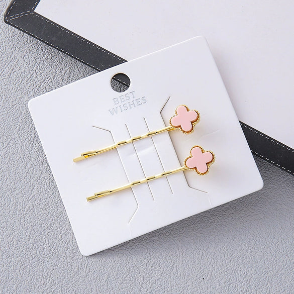 Women's Fashion Ol Geometric Alloy Electroplated Rabbit Head Four Leaf Clover One Word Clip Hairpin Hair Accessories