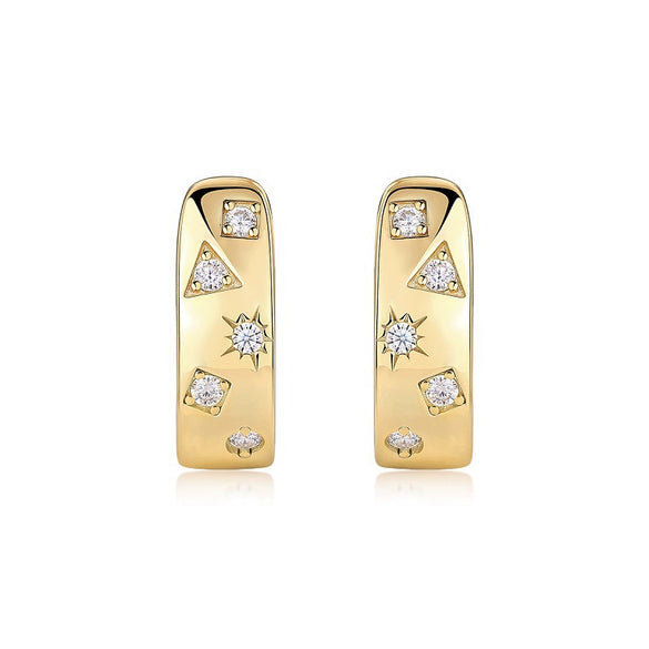 Women's Fashion Ol Geometric Moissanite Inlaid 925 Silver Earrings
