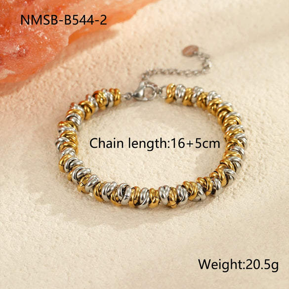 Women's Fashion Ol Geometric Stainless Steel 18K Electroplated Metal Color Matching Thick Chain Bracelet