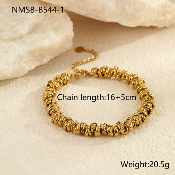 Women's Fashion Ol Geometric Stainless Steel 18K Electroplated Metal Color Matching Thick Chain Bracelet