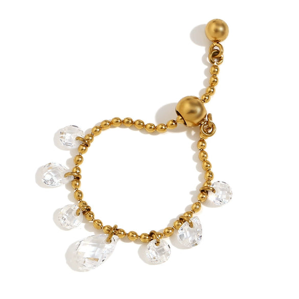 Women's Fashion Ol Geometric Stainless Steel 18K Gold Plated Pull Adjustable Bead Pendant Bracelet