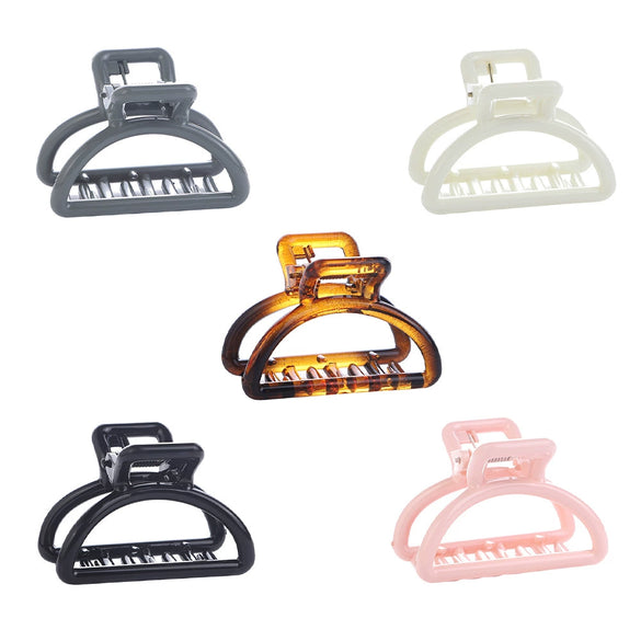 Women's Fashion Ol Style Plastic And Resin Semicircle Shark Clip With Gradient Color Hollow Design And Baking Varnish Treatment
