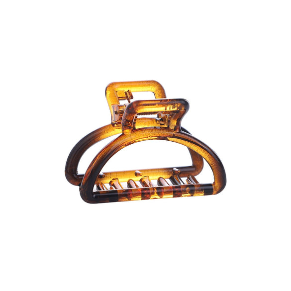 Women's Fashion Ol Style Plastic And Resin Semicircle Shark Clip With Gradient Color Hollow Design And Baking Varnish Treatment