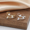 Women's Fashion Open Ring S925 Sterling Silver Geometric Cut Out Line Zircon Electroplating