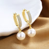Women's Fashion Pearl Earrings With Geometric Pattern And 18K Gold Diamond Plating