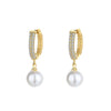Women's Fashion Pearl Earrings With Geometric Pattern And 18K Gold Diamond Plating