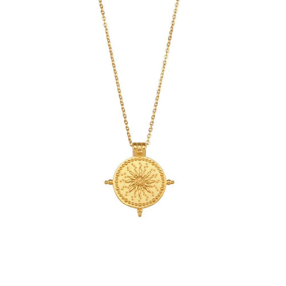 Women's Fashion Pendant Jewelry With Geometric Pattern Titanium And Stainless Steel Ochain Necklace Electroplated With Sun Moon Star Pendant