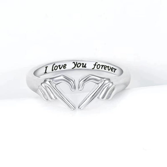 Women's Fashion Personality Geometric S925 Sterling Silver Hug Gesture Love Ring With Electroplating