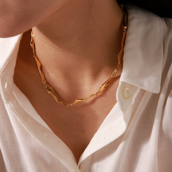 Women's Fashion Personality Geometric Stainless Steel And Titanium Steel Electroplated Irregular Clavicle Necklace