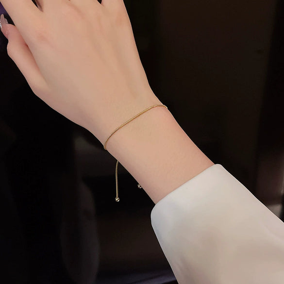 Women's Fashion Pullout Titanium Steel Bracelet With Gold Inlaid Geometric Design