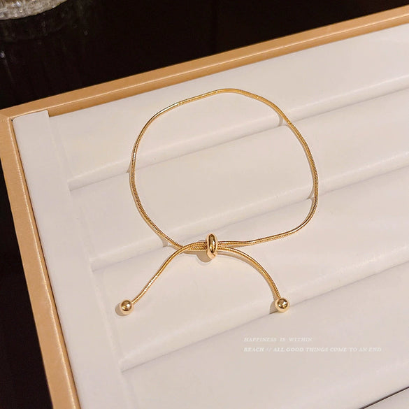 Women's Fashion Pullout Titanium Steel Bracelet With Gold Inlaid Geometric Design