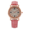 Women's Fashion Quartz Watch Alloy Case Imitation Leather Strap Round Dial Printed Logo